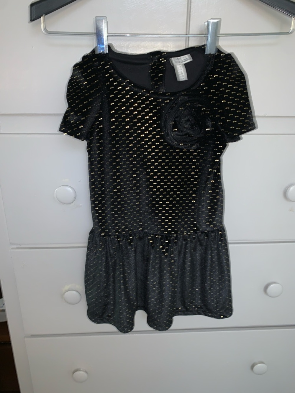 Janie and Jack Black Dress with Gold Dot Accents